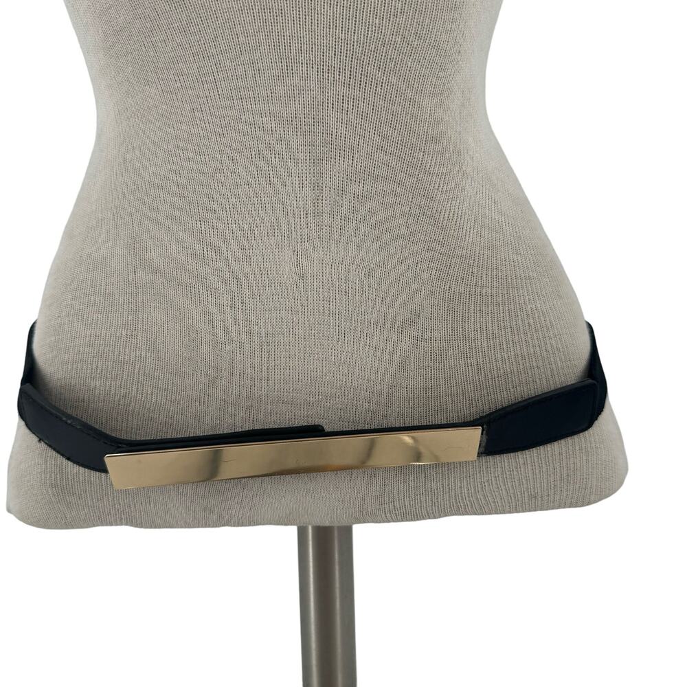 Gold bar black stretchy statement belt